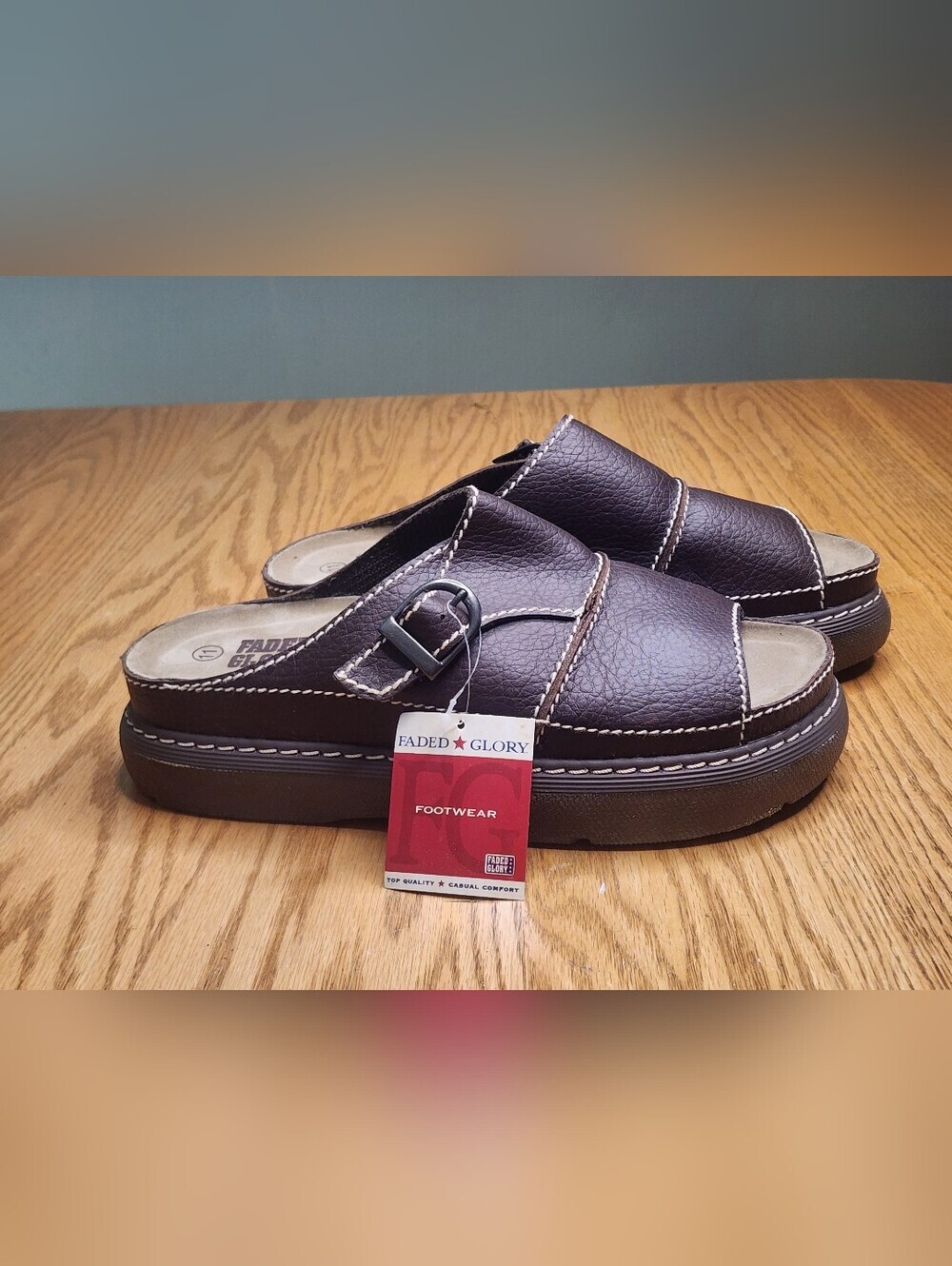 Faded Glory Women Brown Slide Sandals Buckle Size 11 VINTAGE Y2K NEW GORPCORE